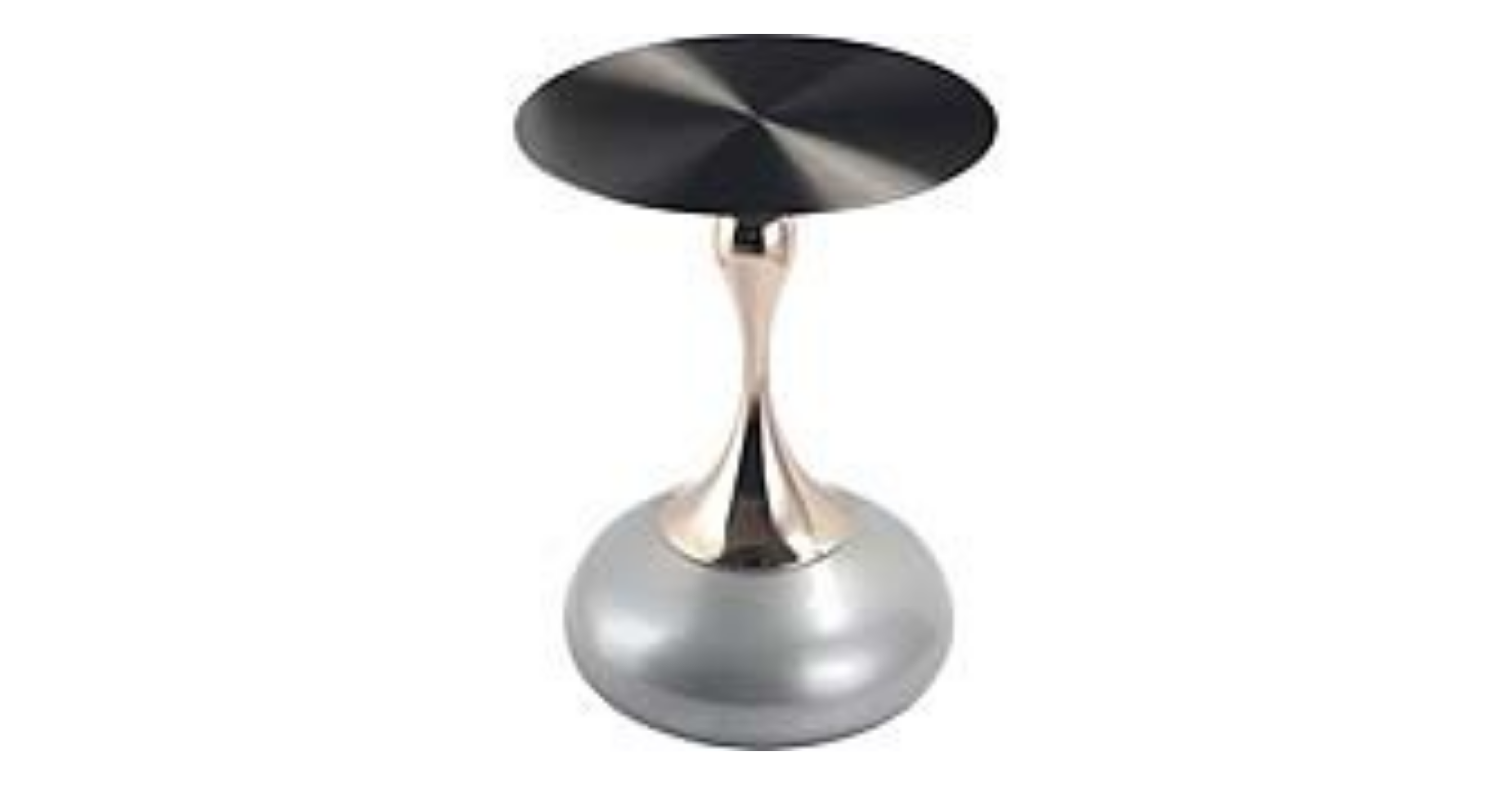 Savoy Wide Side Table with Stainless Steel Top Round Accent Table and Elegant Pedestal Base Silver / Black