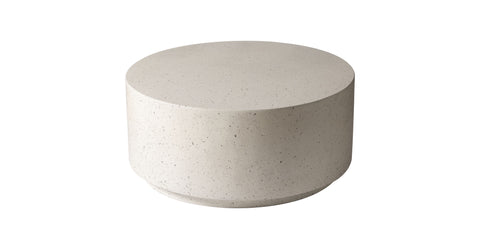 Terra 36" Round Coffee Table in Fiberstone for Indoor and Outdoor White