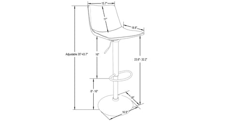 Tilbury Modern Adjustable Bar Stool with Footrest and 360-Degree Swivel Charcoal Black