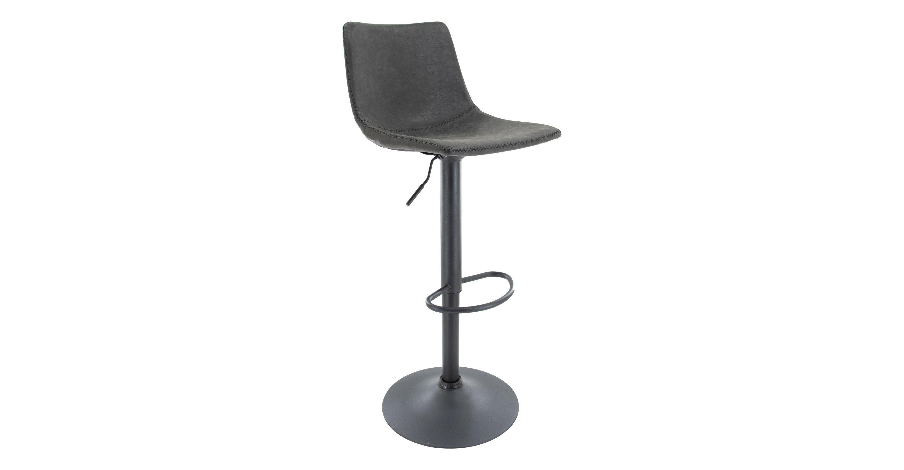 Tilbury Modern Adjustable Bar Stool with Footrest and 360-Degree Swivel Charcoal Black