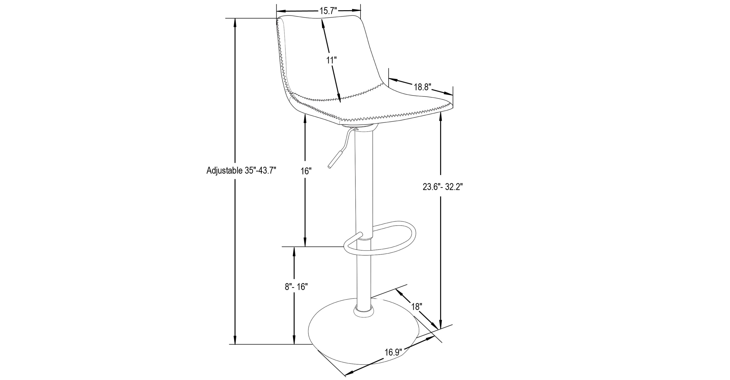 Tilbury Modern Adjustable Bar Stool with Footrest and 360-Degree Swivel Charcoal Black