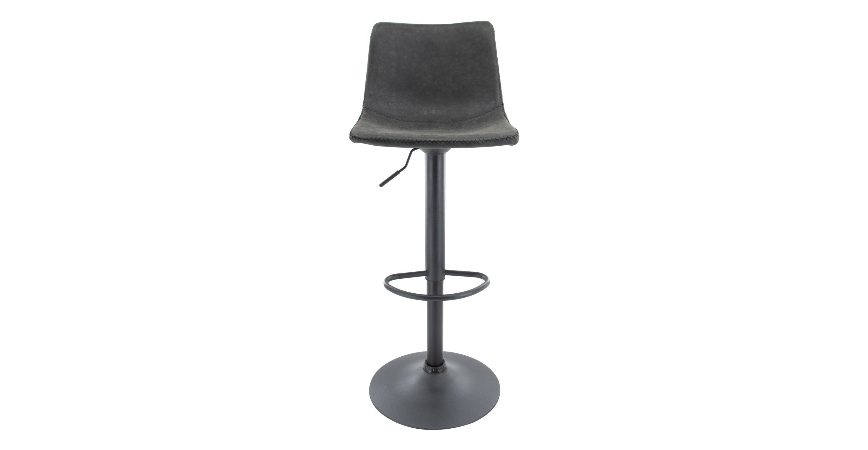 Tilbury Modern Adjustable Bar Stool with Footrest and 360-Degree Swivel Charcoal Black