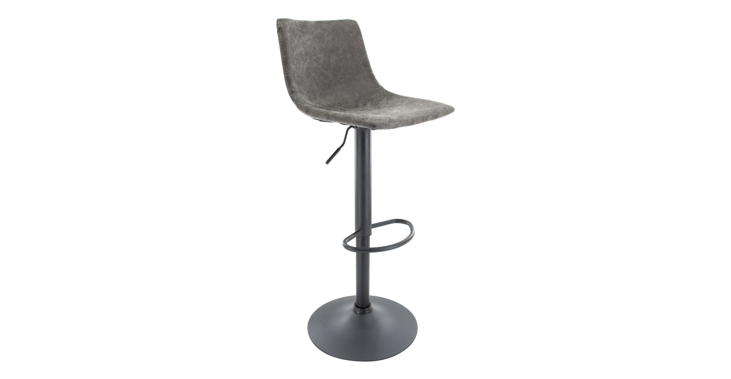 Tilbury Modern Adjustable Bar Stool with Footrest and 360-Degree Swivel Grey