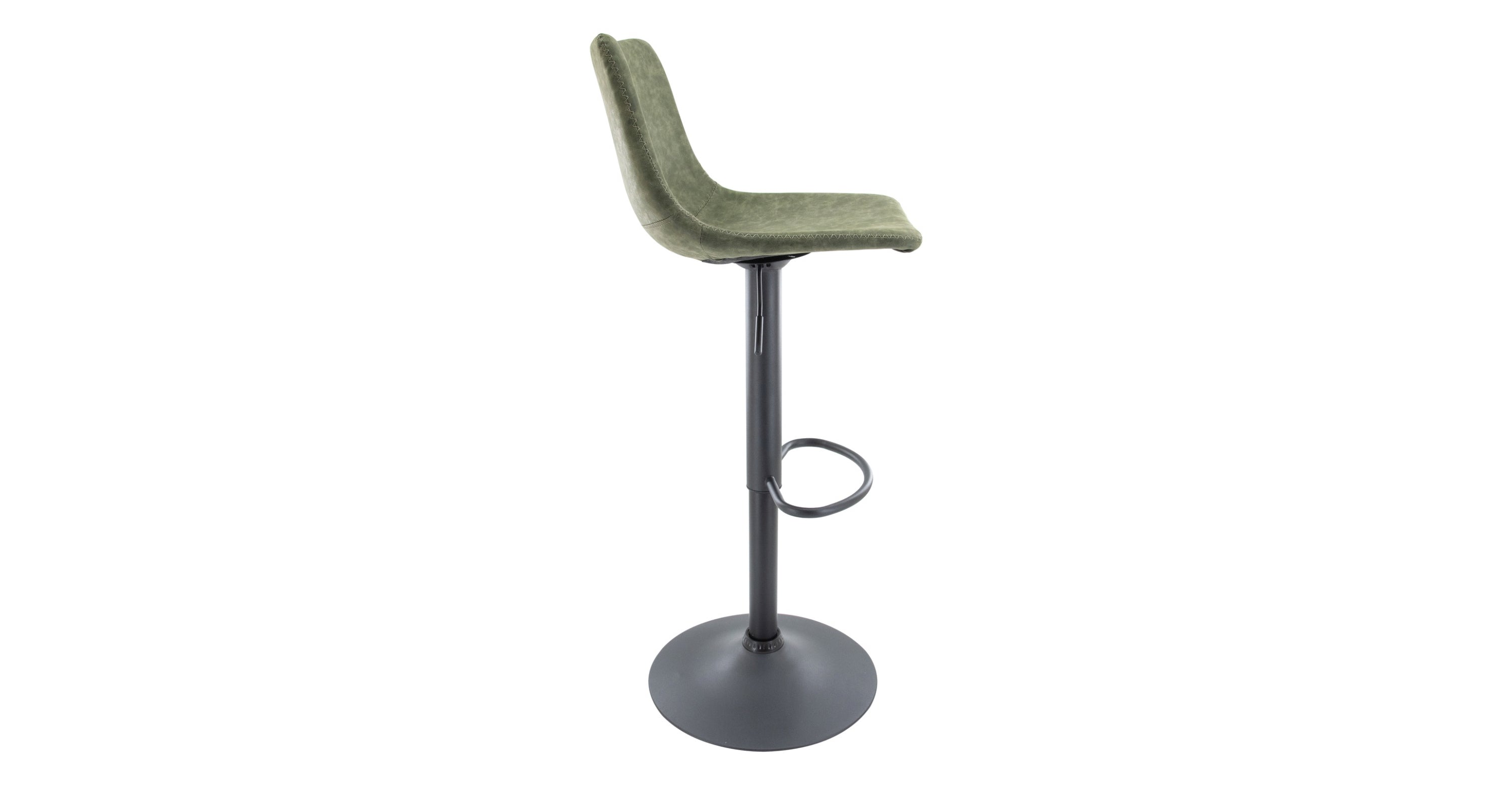 Tilbury Modern Adjustable Bar Stool with Footrest and 360-Degree Swivel Olive Green