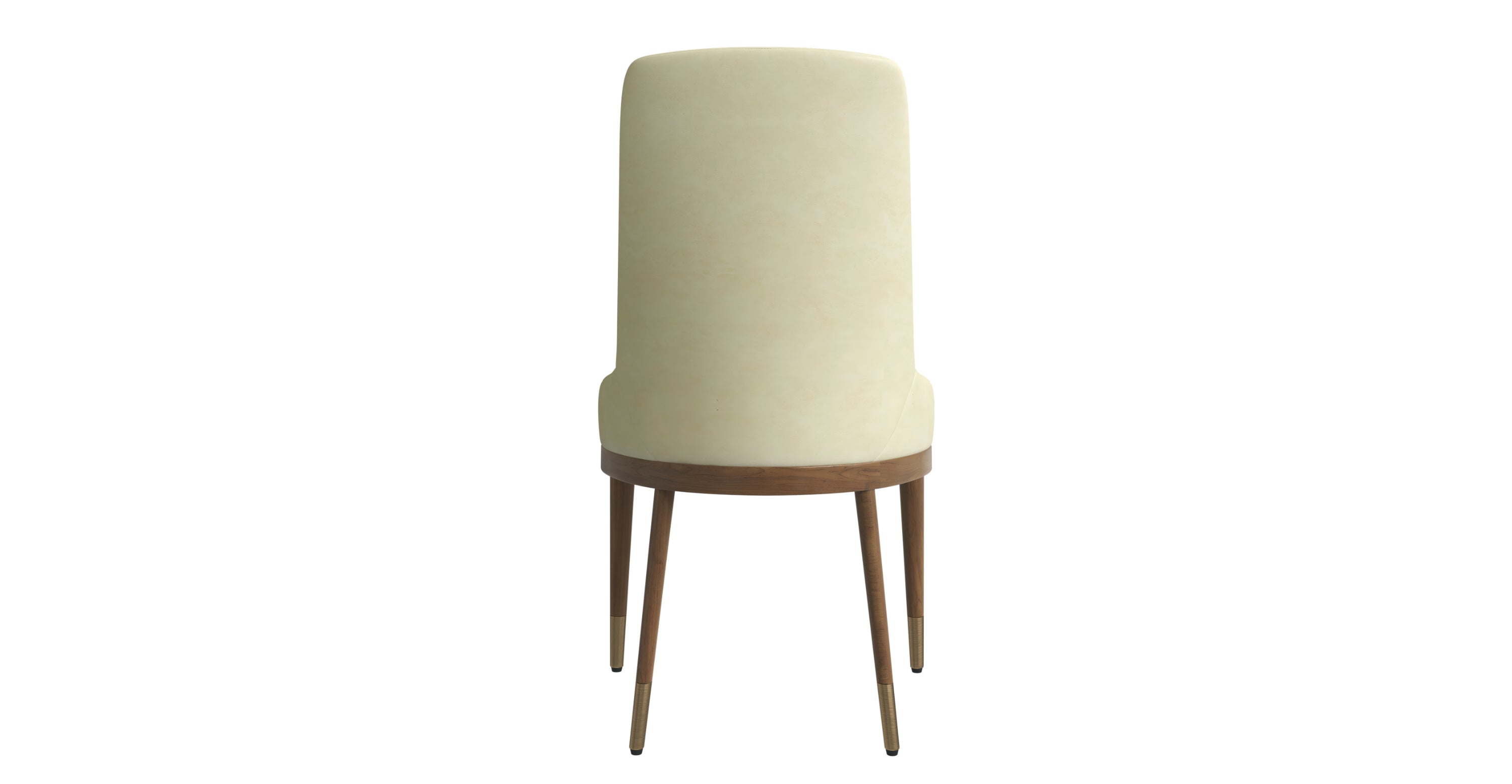 Viva Dining Side Chair Upholstered in Leather with Brown Rubberwood Legs Cream