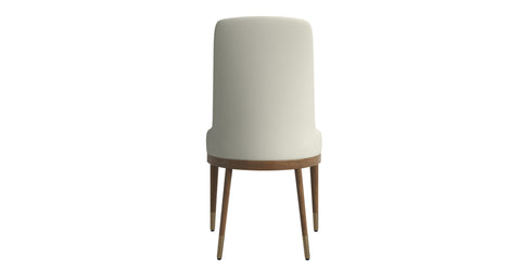 Viva Dining Side Chair Upholstered in Leather with Brown Rubberwood Legs Taupe