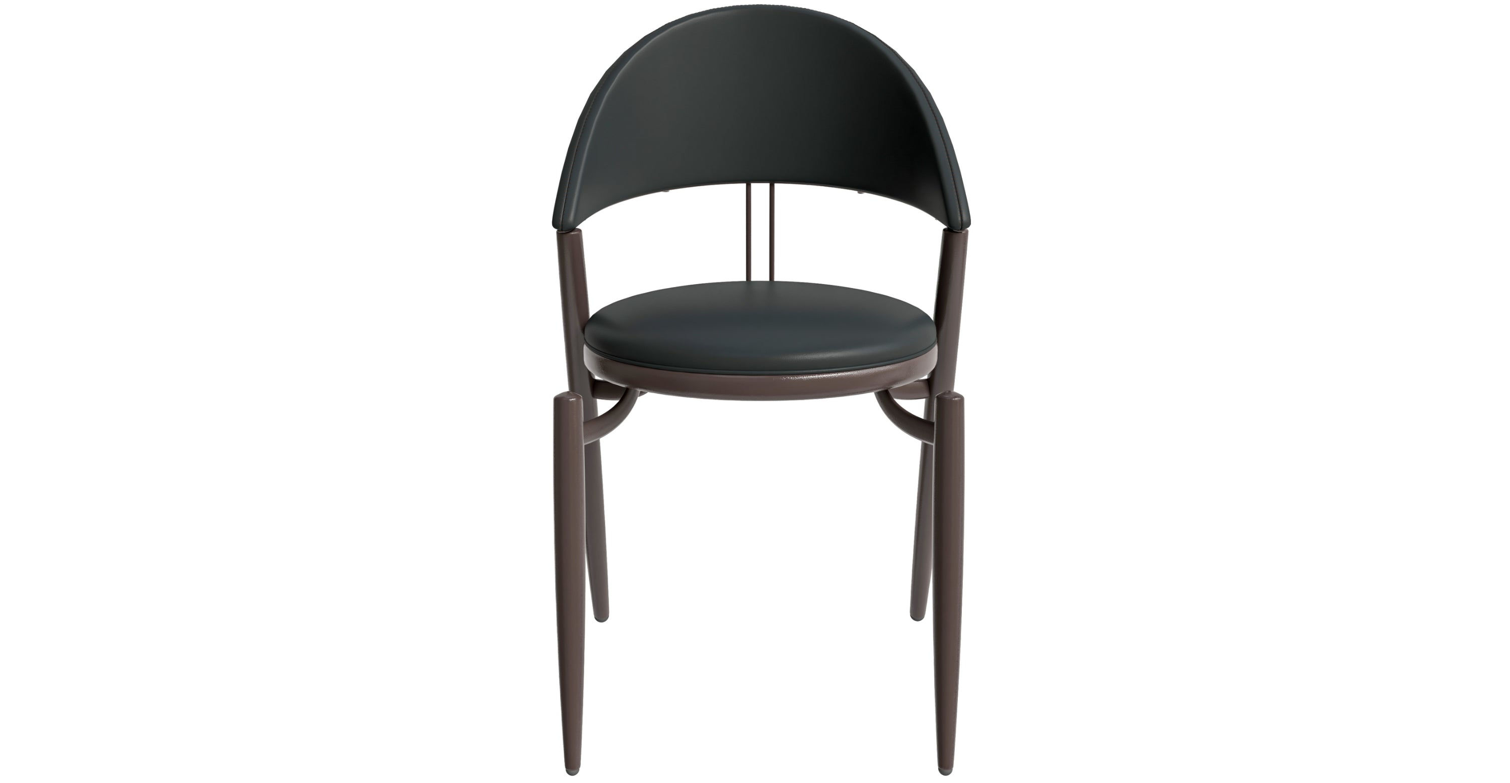 Venice Dining Chair Upholstered Leather in Iron With an Open Curved Back Design Black