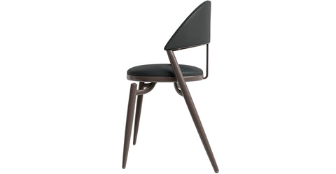 Venice Dining Chair Upholstered Leather in Iron With an Open Curved Back Design Black