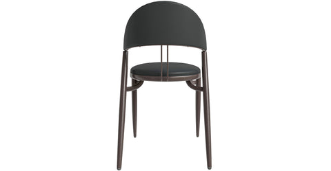 Venice Dining Chair Upholstered Leather in Iron With an Open Curved Back Design Black