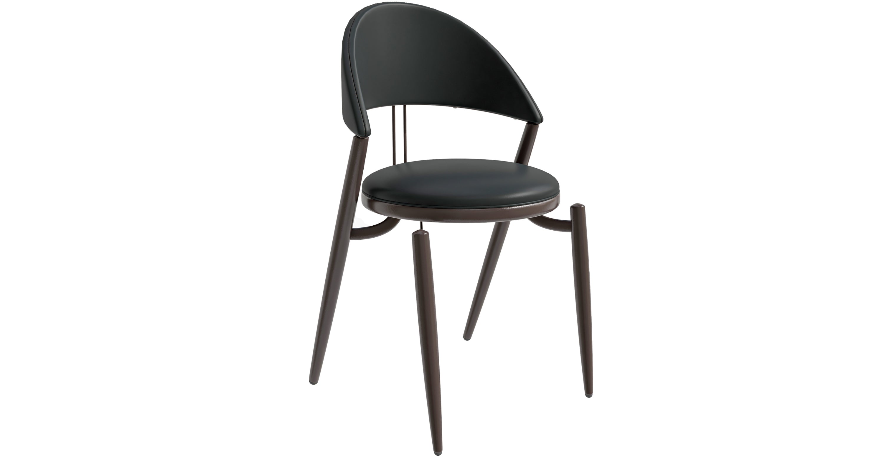 Venice Dining Chair Upholstered Leather in Iron With an Open Curved Back Design Black