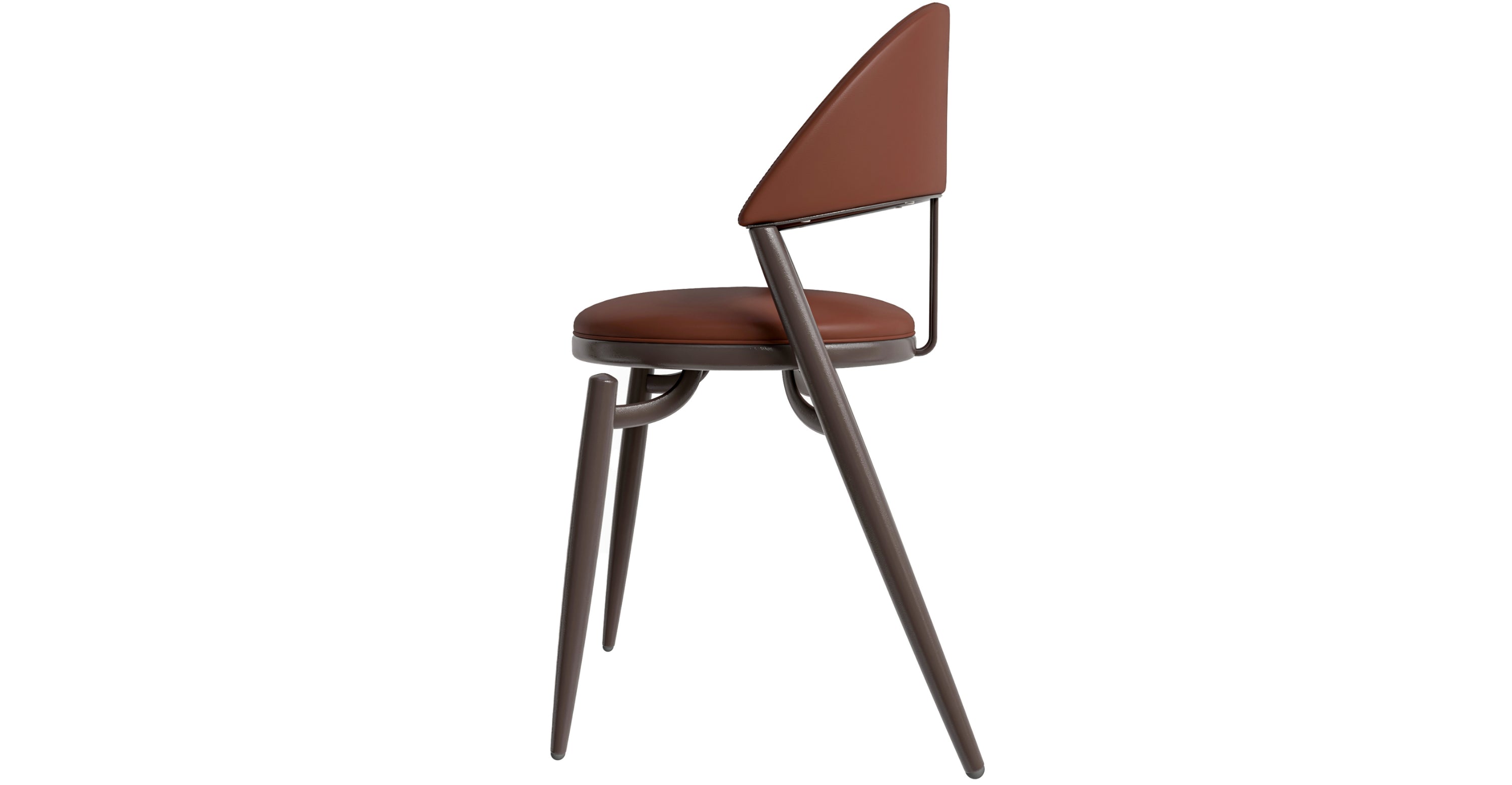 Venice Dining Chair Upholstered Leather in Iron With an Open Curved Back Design Dark Brown