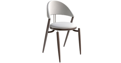 Venice Dining Chair Upholstered Leather in Iron With an Open Curved Back Design White