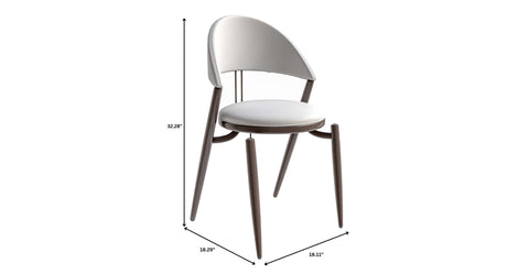 Venice Dining Chair Upholstered Leather in Iron With an Open Curved Back Design White