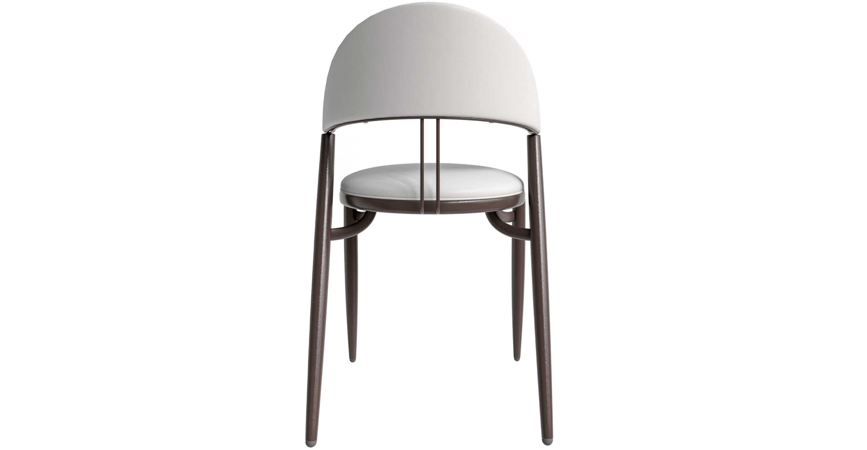 Venice Dining Chair Upholstered Leather in Iron With an Open Curved Back Design White