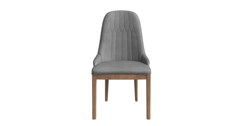 Verisma Dining Chair Upholstered in Leather with Diamond Stitching Back Design Grey