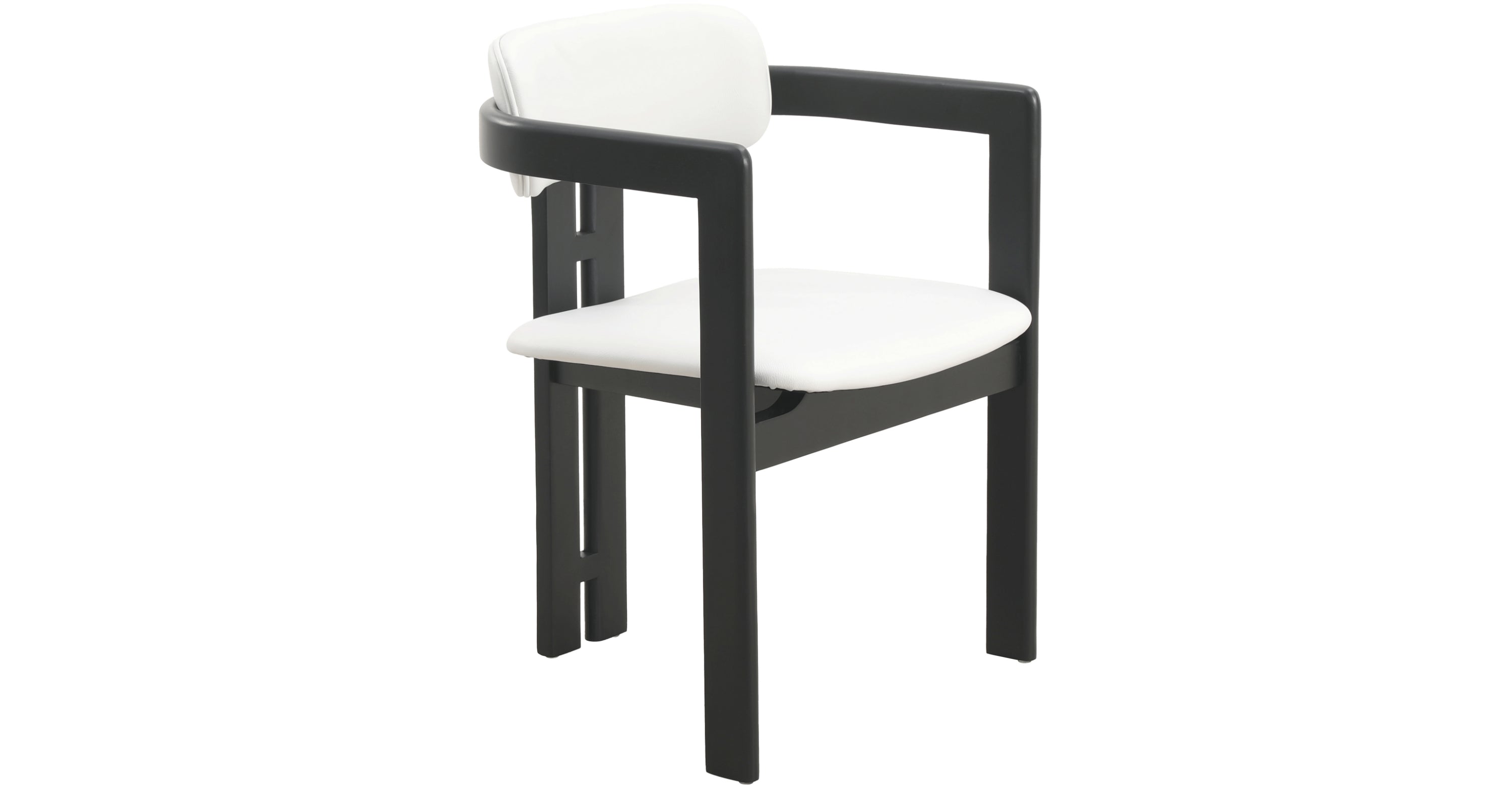 Velo Series Dining Chair with Upholstered Leather and Rubberwood Legs Black/Off White