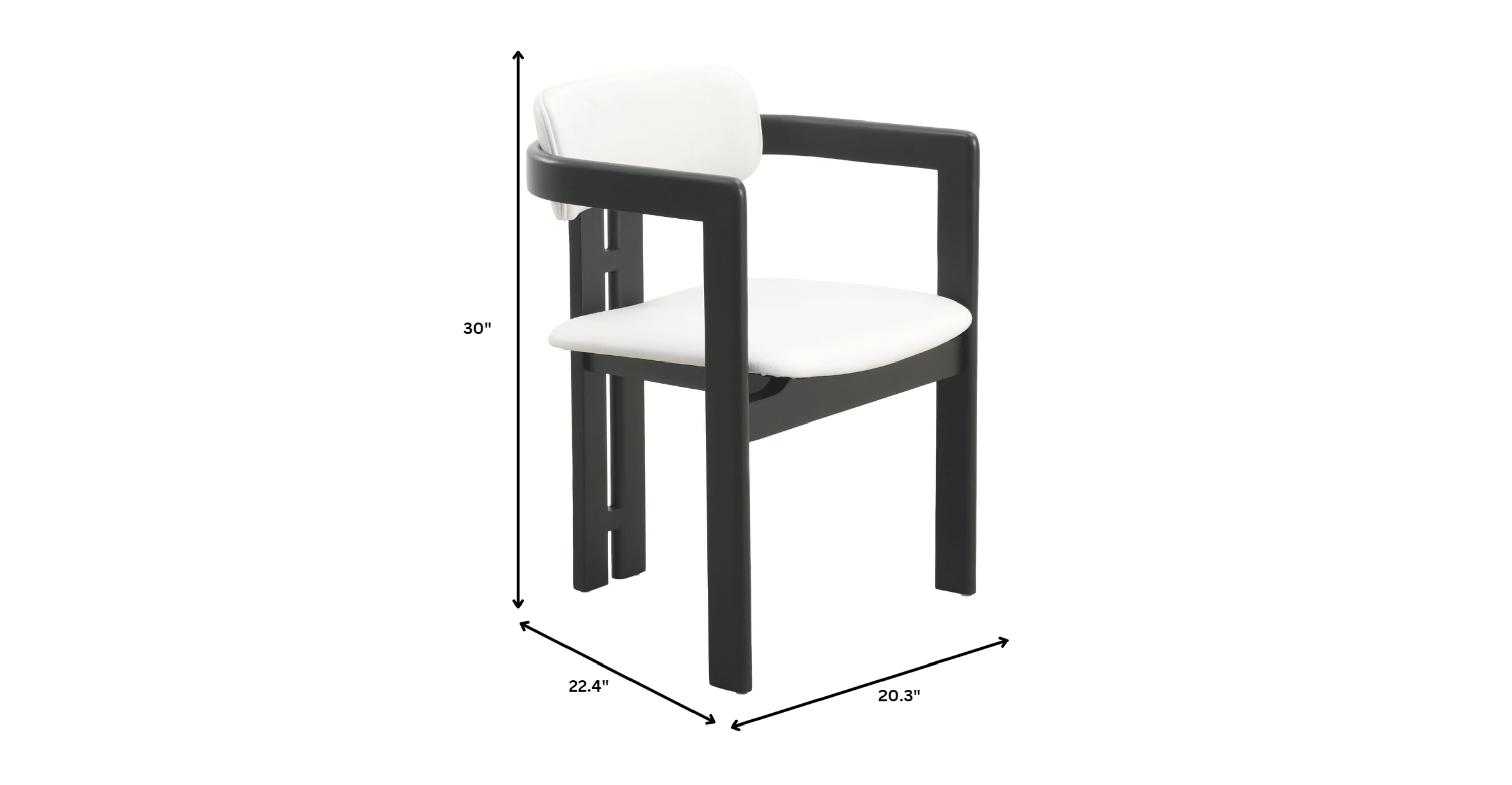 Velo Series Dining Chair with Upholstered Leather and Rubberwood Legs Black/Off White