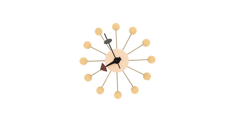 Concordia Modern Design Round Balls Silent Non-Ticking Wall Clock Natural Wood