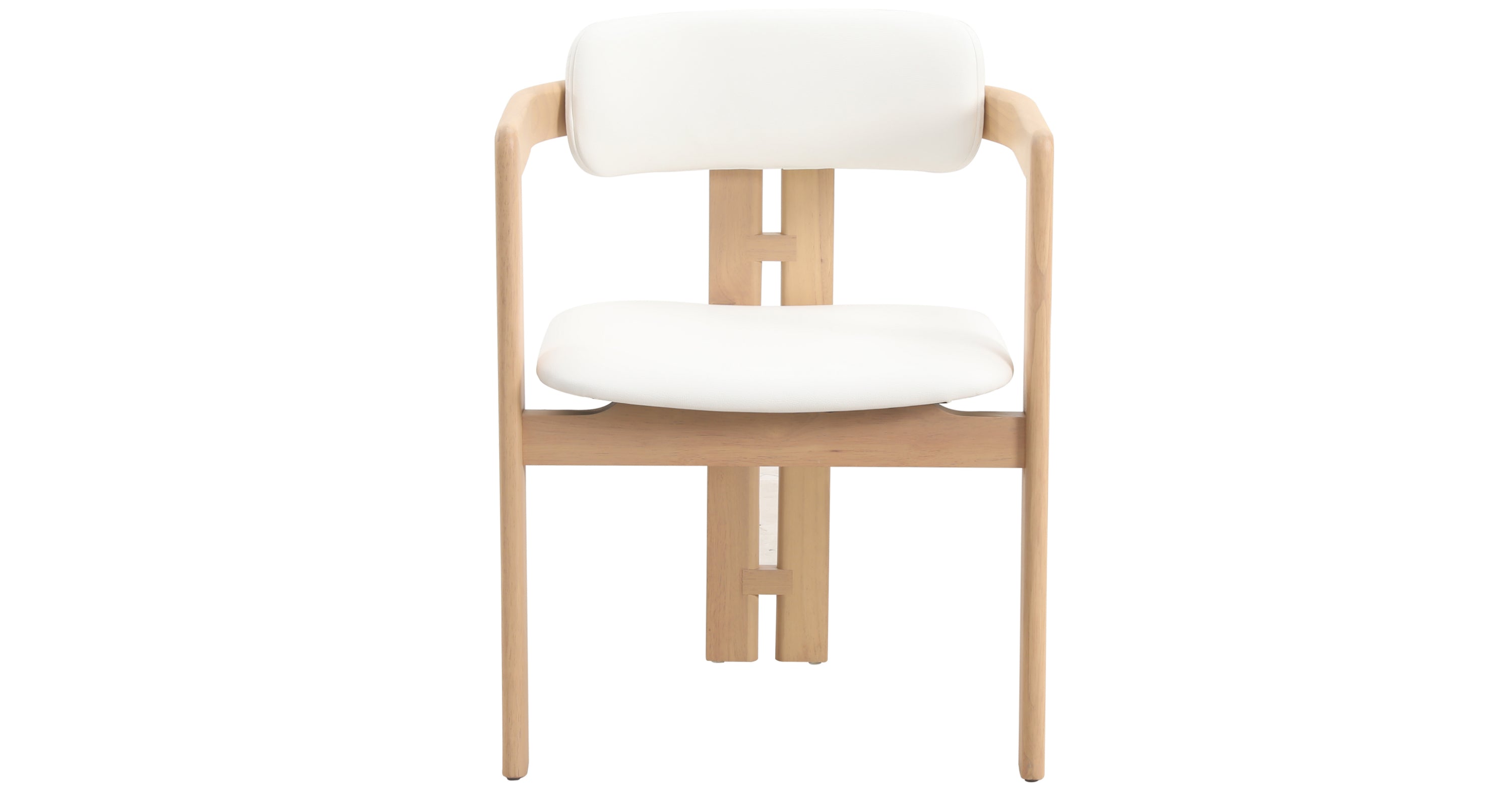 Velo Series Dining Chair with Upholstered Leather and Rubberwood Legs Natural/White