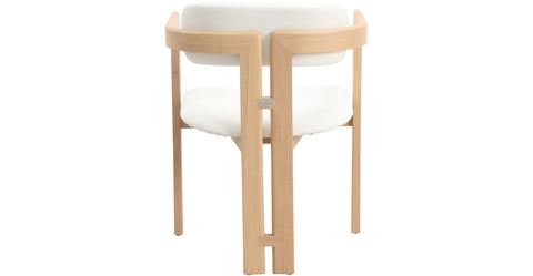 Velo Series Dining Chair with Upholstered Leather and Rubberwood Legs Natural/White