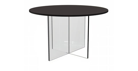 Valore Coffee Table with Round MDF Tabletop and Sturdy Acrylic Cross Base Black