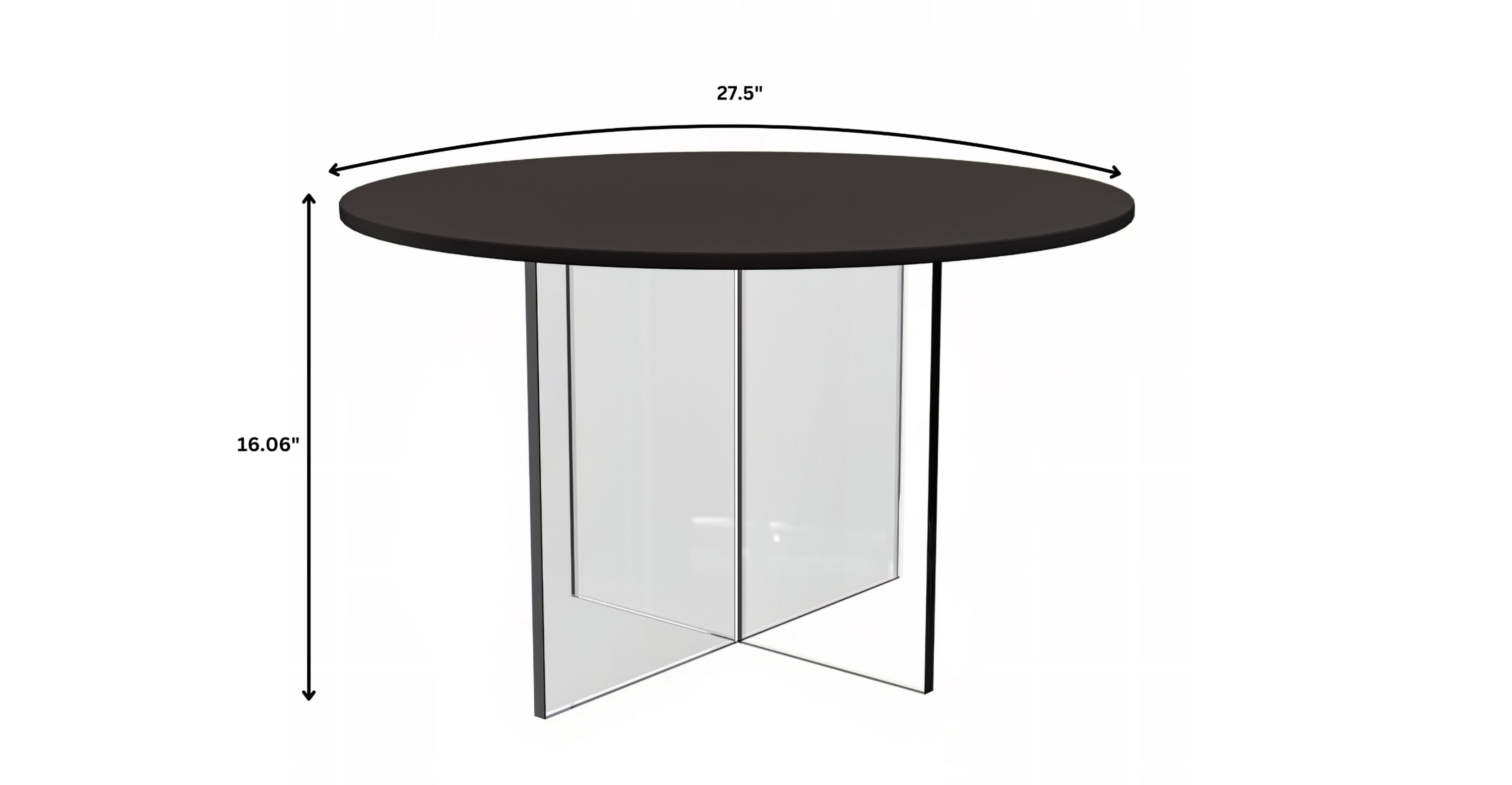 Valore Coffee Table with Round MDF Tabletop and Sturdy Acrylic Cross Base Black