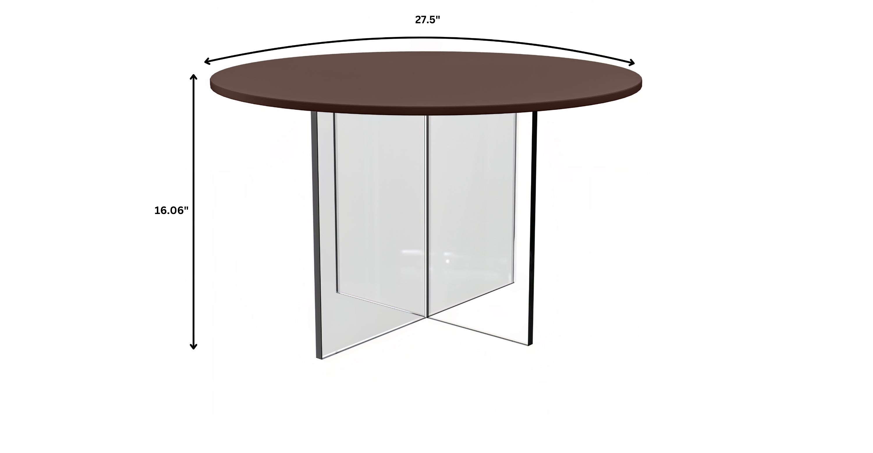 Valore Coffee Table with Round MDF Tabletop and Sturdy Acrylic Cross Base Walnut