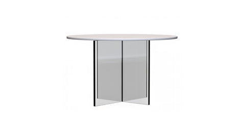 Valore Coffee Table with Round MDF Tabletop and Sturdy Acrylic Cross Base White