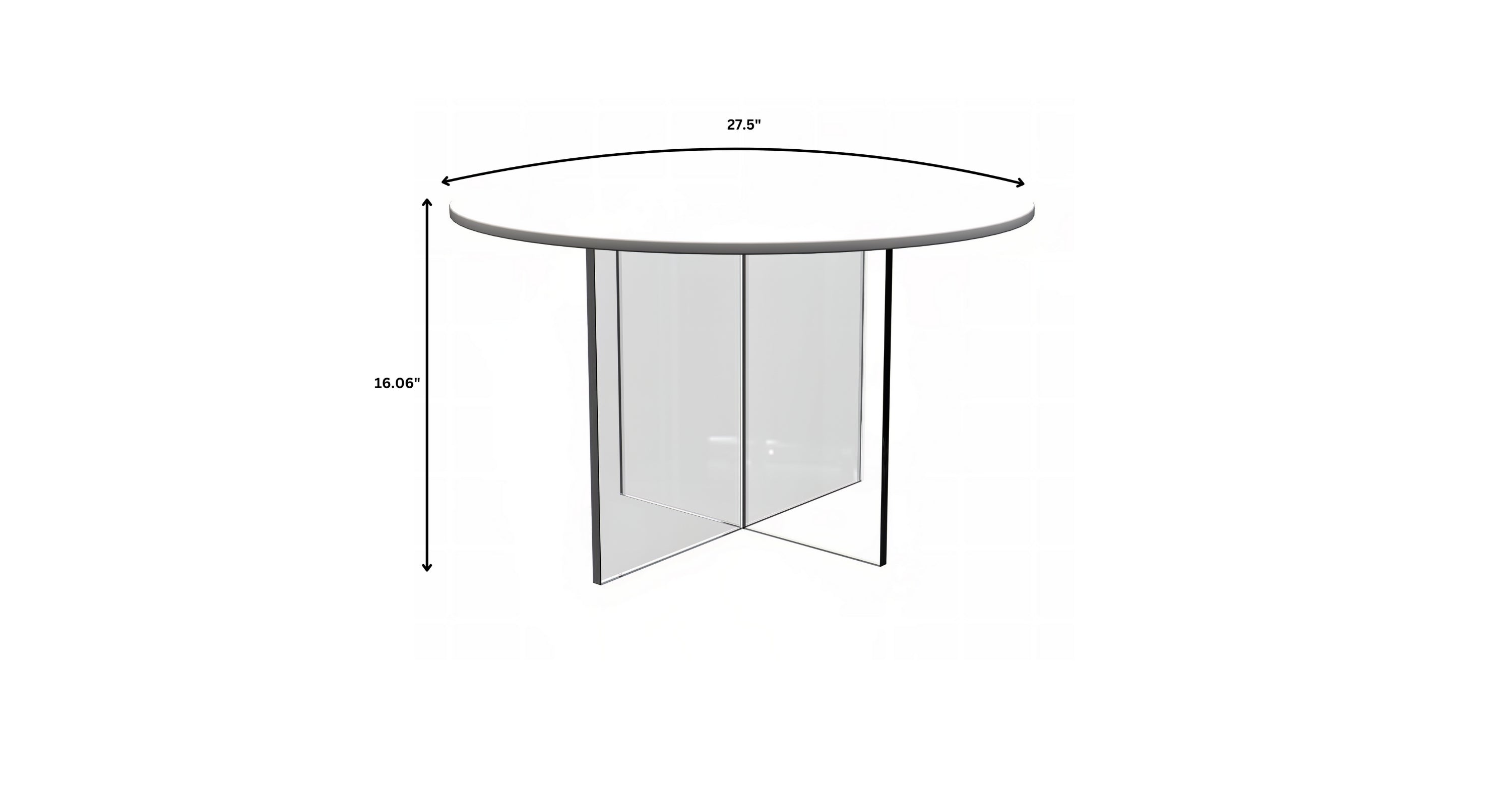 Valore Coffee Table with Round MDF Tabletop and Sturdy Acrylic Cross Base White