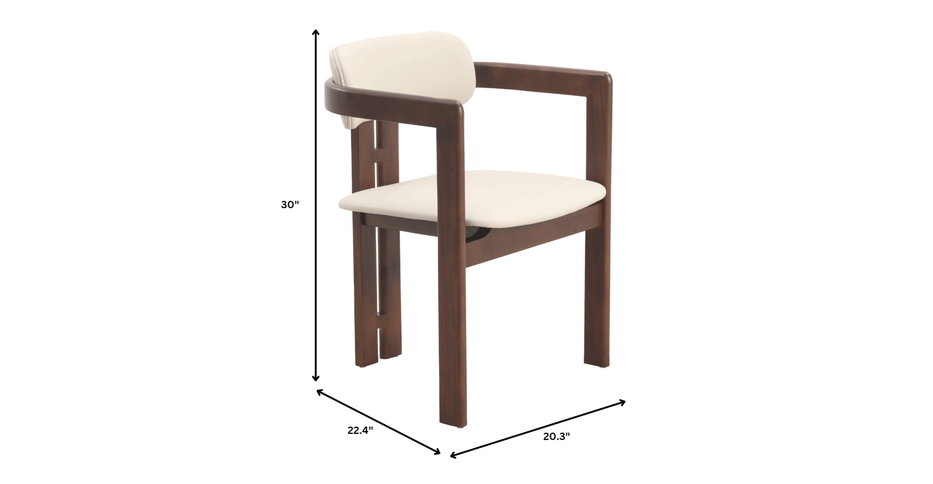 Velo Series Dining Chair with Upholstered Leather and Rubberwood Legs Walnut/Taupe