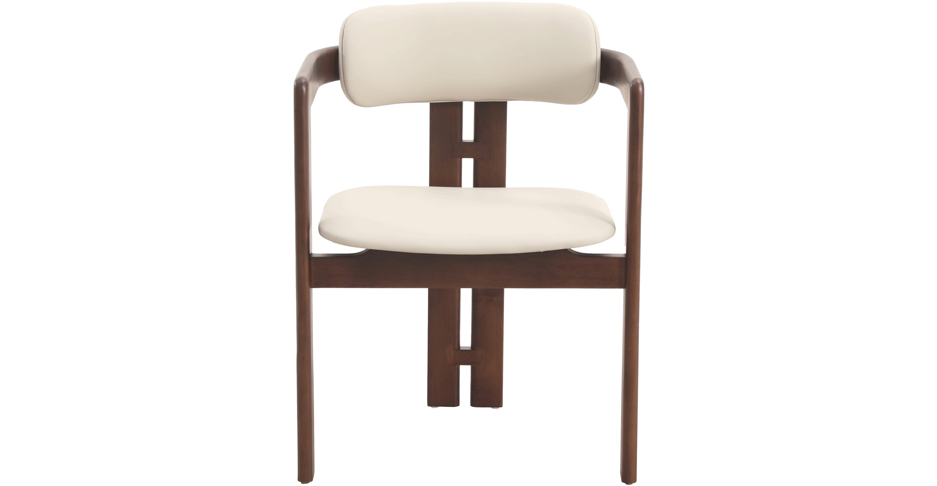 Velo Series Dining Chair with Upholstered Leather and Rubberwood Legs Walnut/Taupe