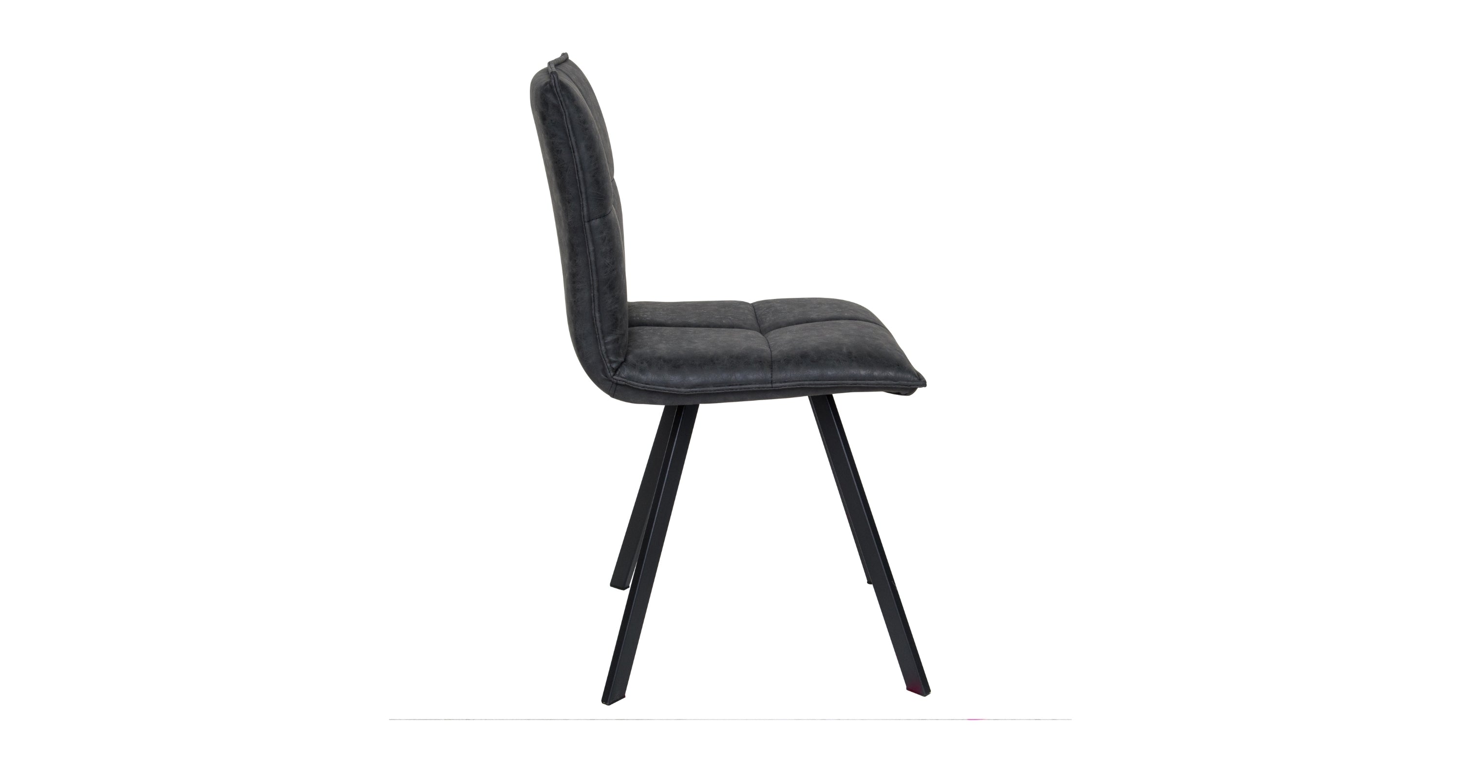 Wesley Leather Dining Chair With Iron Legs Charcoal Black