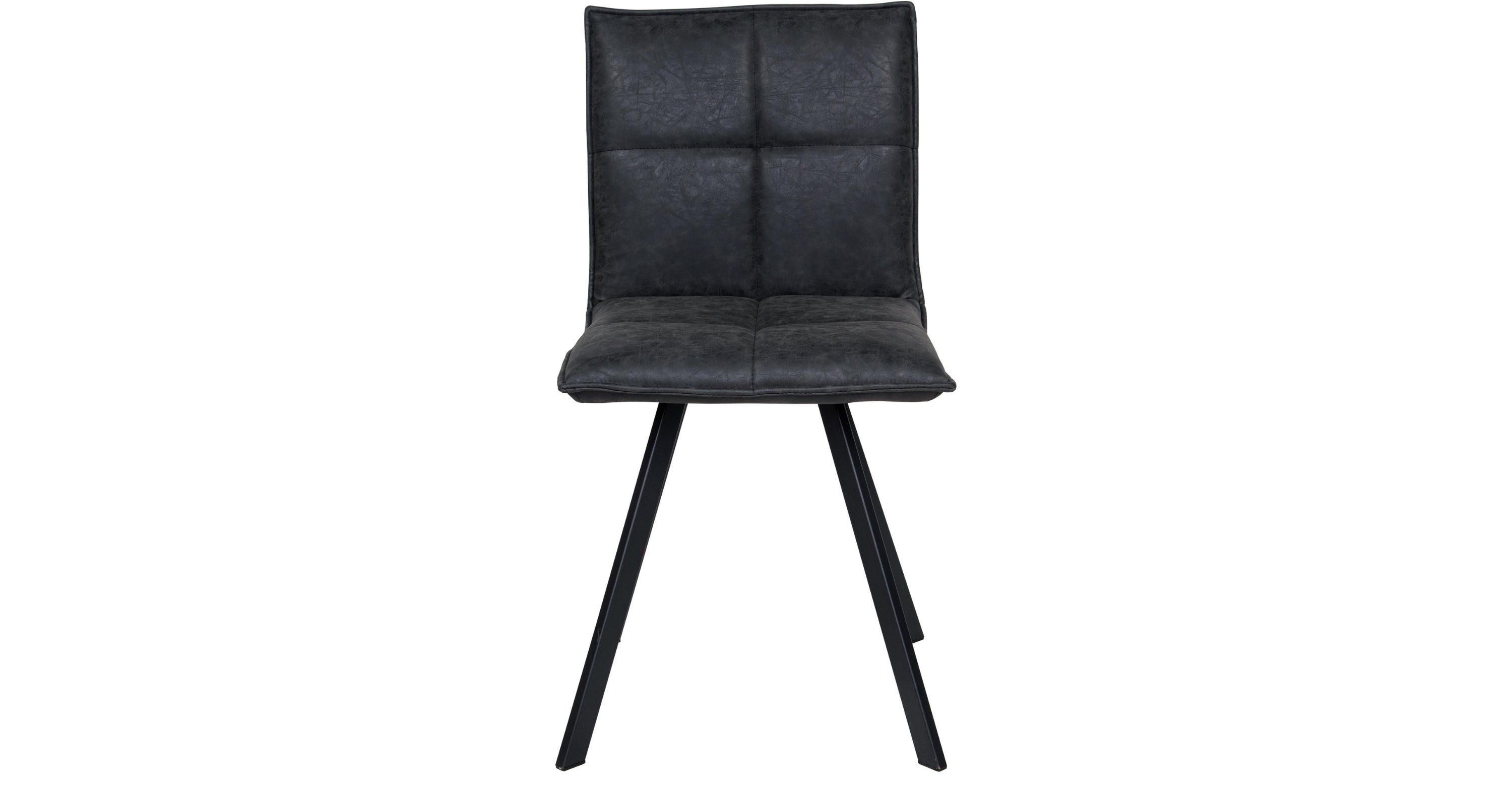 Wesley Leather Dining Chair With Iron Legs Charcoal Black