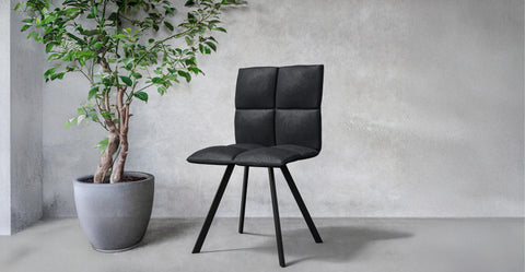 Wesley Leather Dining Chair With Iron Legs Charcoal Black