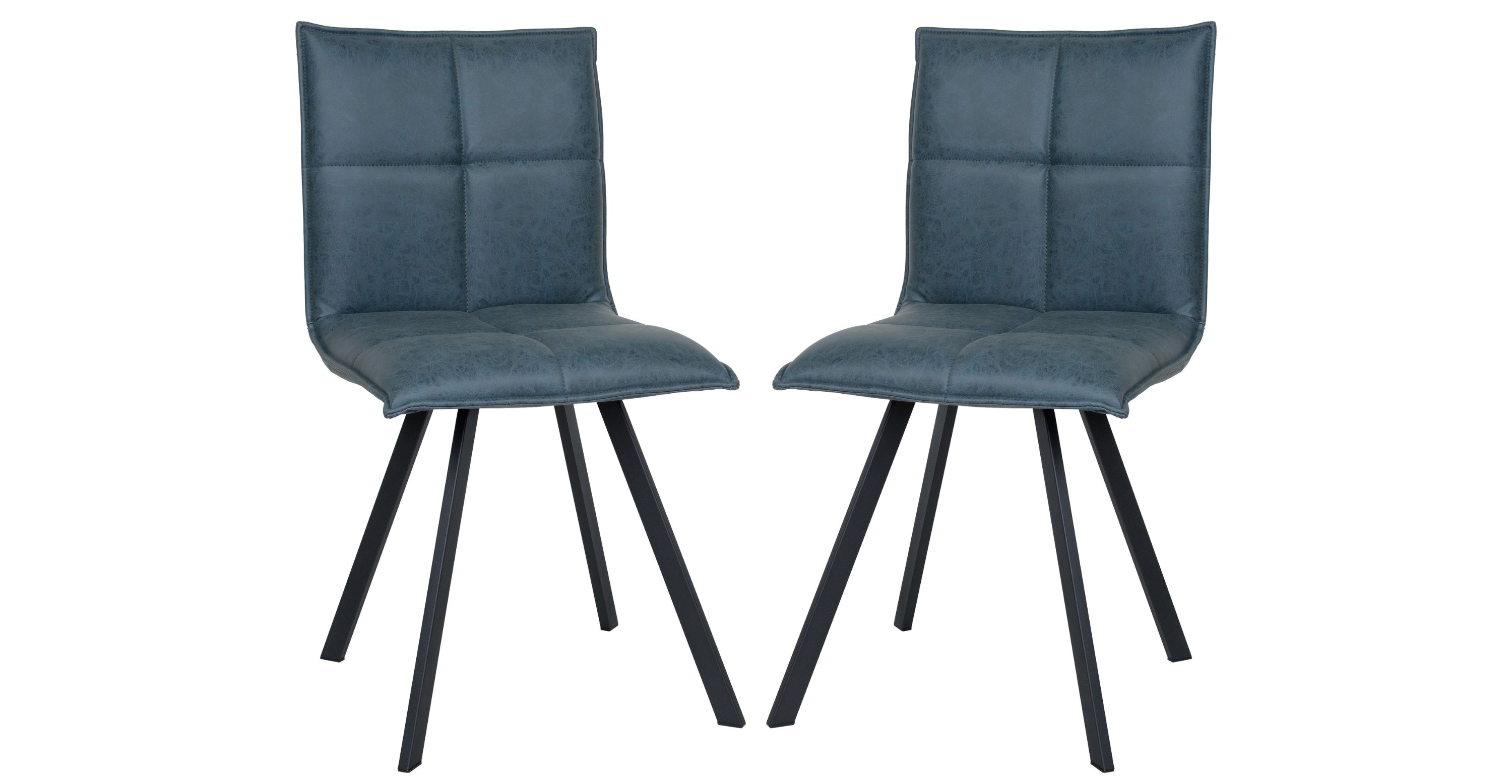 Wesley Leather Dining Chair With Iron Legs Peacock Blue