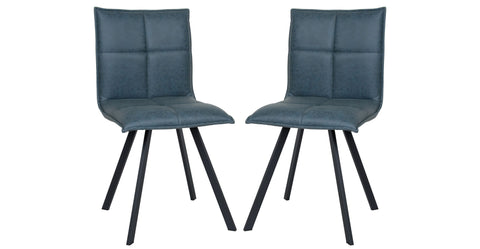 Wesley Leather Dining Chair With Iron Legs Peacock Blue