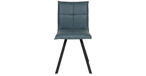 Wesley Leather Dining Chair With Iron Legs Peacock Blue