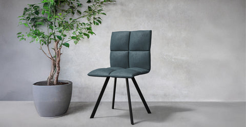 Wesley Leather Dining Chair With Iron Legs Peacock Blue