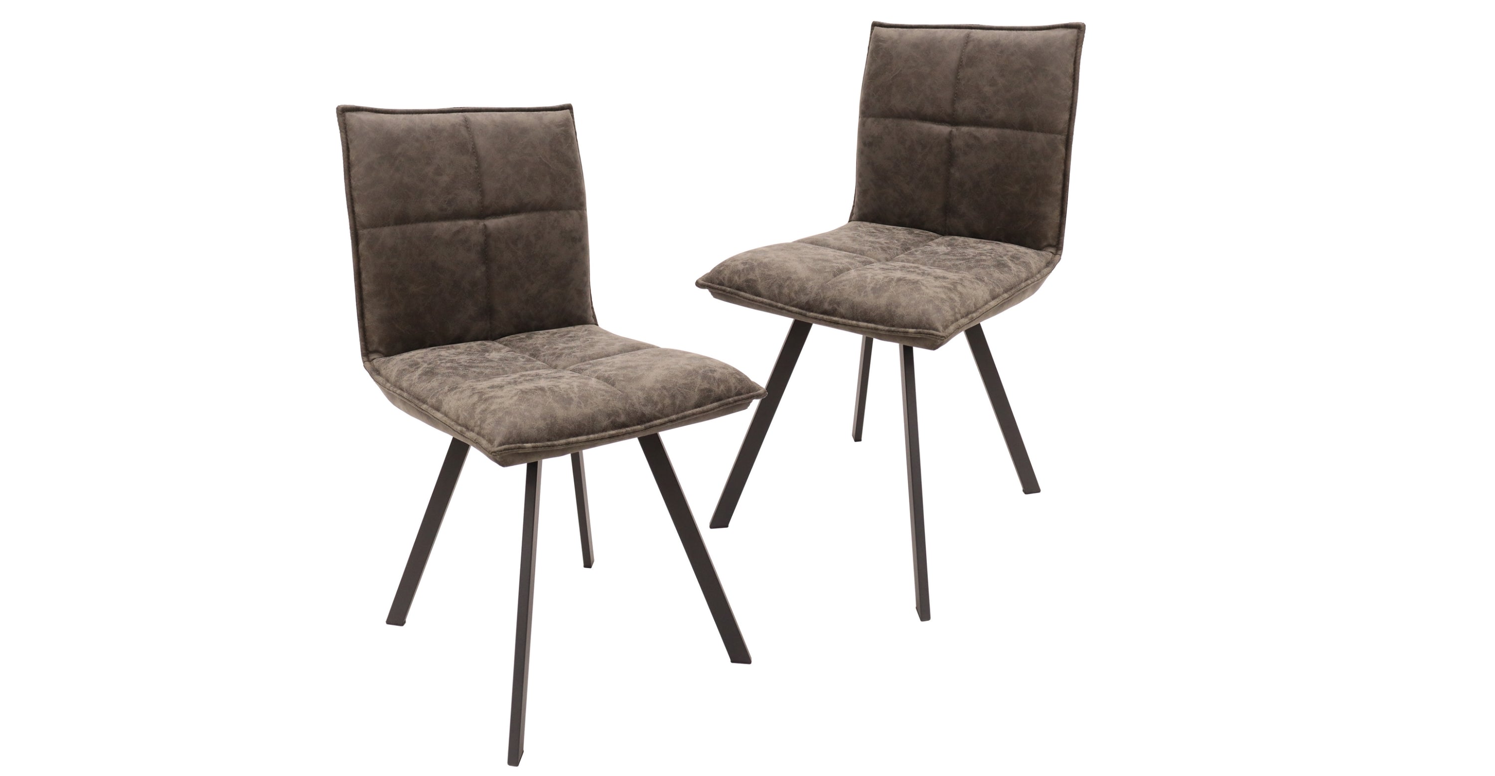 Wesley Leather Dining Chair With Iron Legs Grey