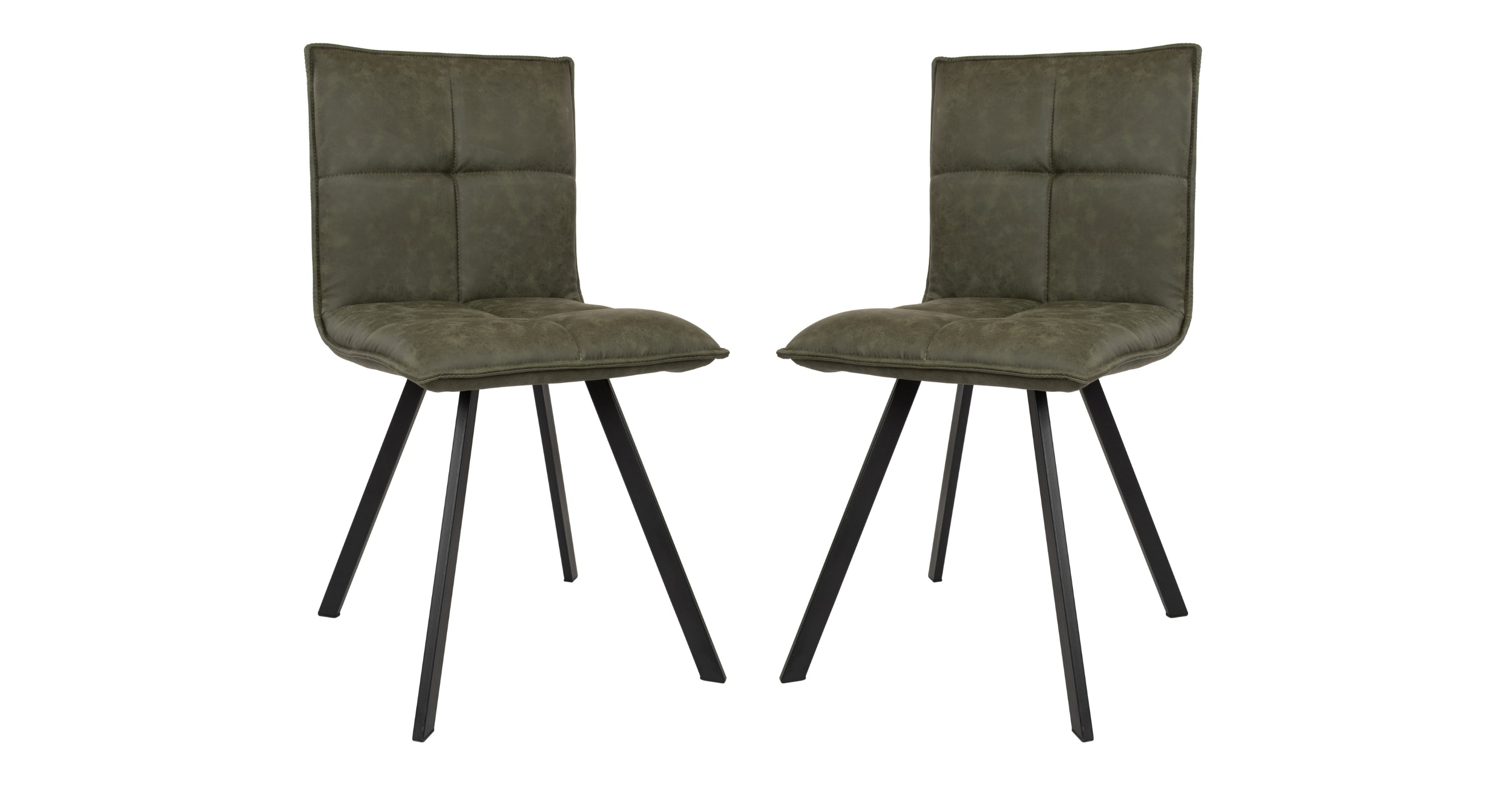 Wesley Leather Dining Chair With Iron Legs Olive Green