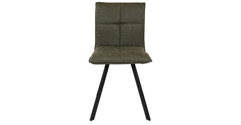 Wesley Leather Dining Chair With Iron Legs Olive Green