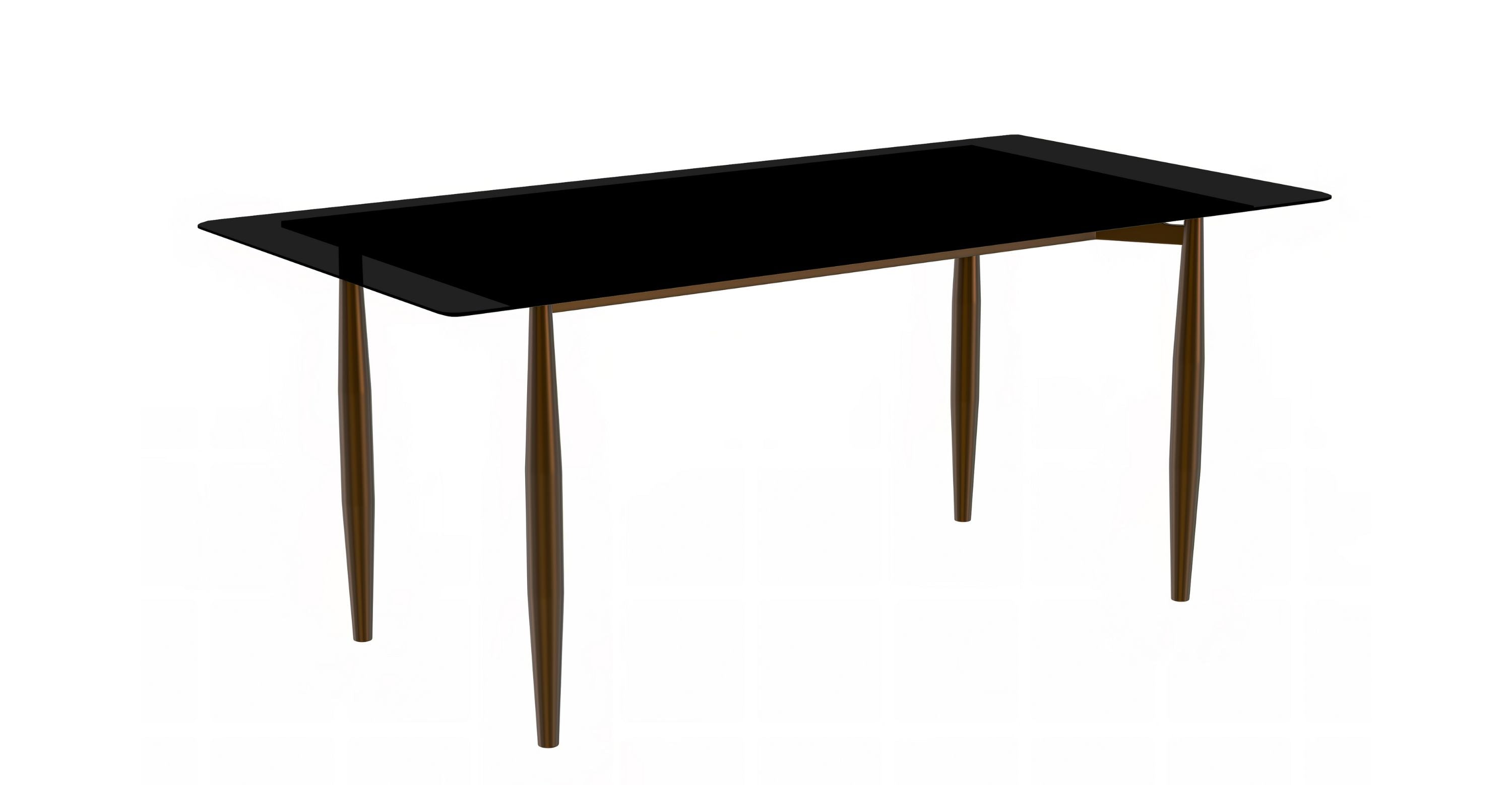 Zinti Dining Table with Glass or Sintered Stone Rectangular Wide Tabletop with Steel Base and Legs Black / 55" Wide