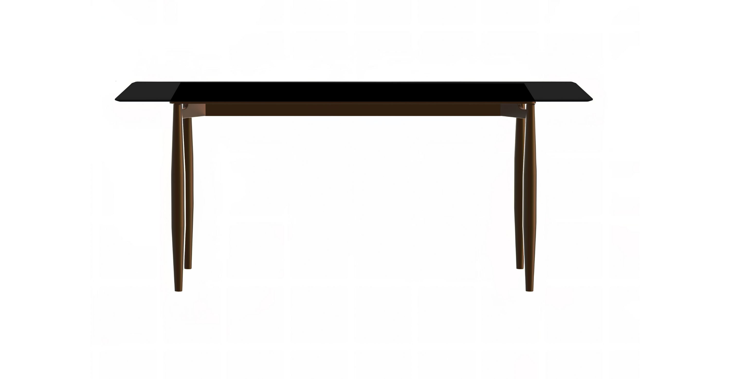 Zinti Dining Table with Glass or Sintered Stone Rectangular Wide Tabletop with Steel Base and Legs Black / 55" Wide