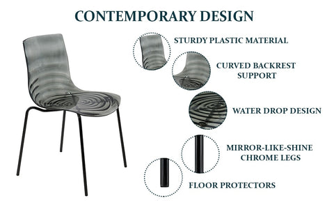 Astor Dining Chairs with ABS Plastic Seats in Black Stainless Steel