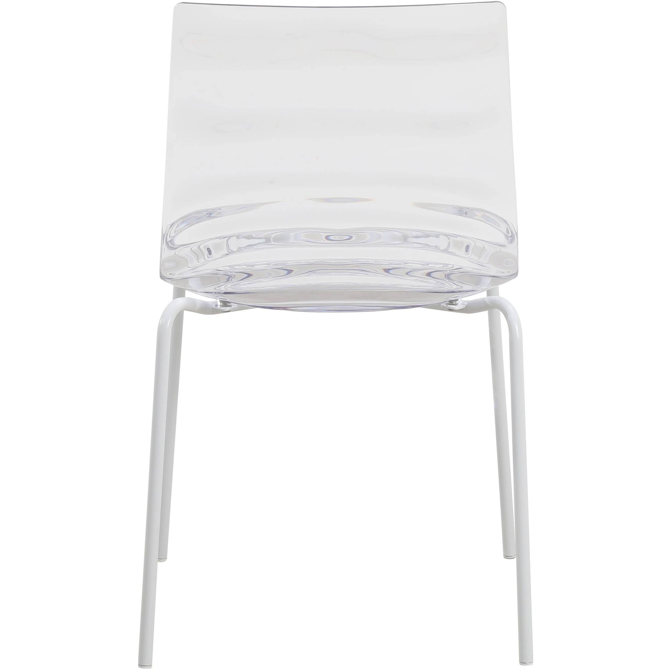 Astor Water Ripple Design Dining Chair in White Stainless Steel Set of 4