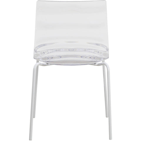 Astor Water Ripple Design Dining Chair in White Stainless Steel Set of 4