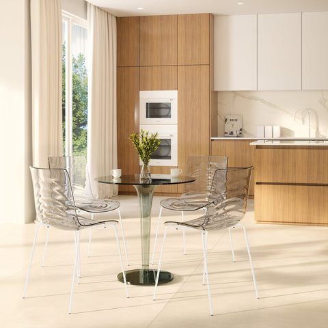 Astor Dining Chairs with ABS Plastic Seats in White Stainless Steel