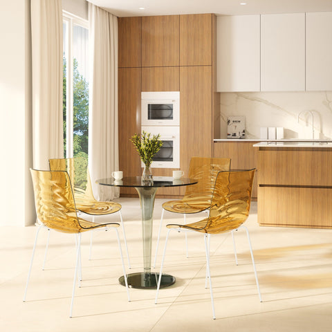 Astor Dining Chairs with ABS Plastic Seats in White Stainless Steel