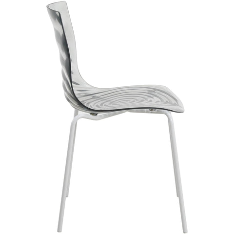 Astor Water Ripple Design Dining Chair in White Stainless Steel Set of 4