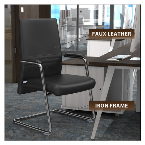 Aleen Office Chair with Upholstered Seat and Metal Armrest